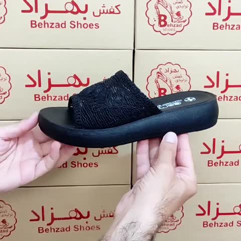 دمپایی روفرشی توری زنانه دخترانه رنگ مشکی سایز 37 تا 41 زیره پیو تزریق لژ سه و نیم سانتی رویه توری سبک و راحت