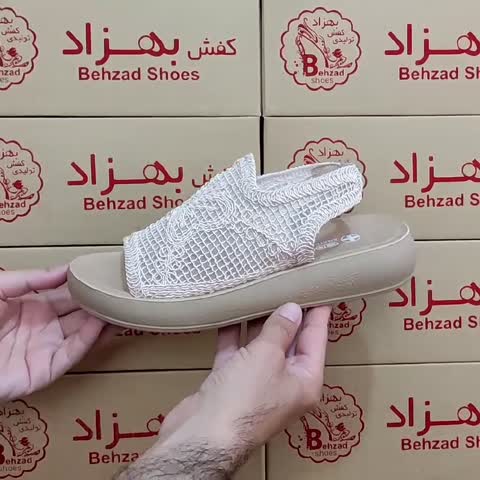 صندل تابستانی زنانه دخترانه رنگ کرم سایز 37 تا 41 زیره پیو تزریق لژ سه و نیم سانتی رویه توری پُشت کش سبک و راحت