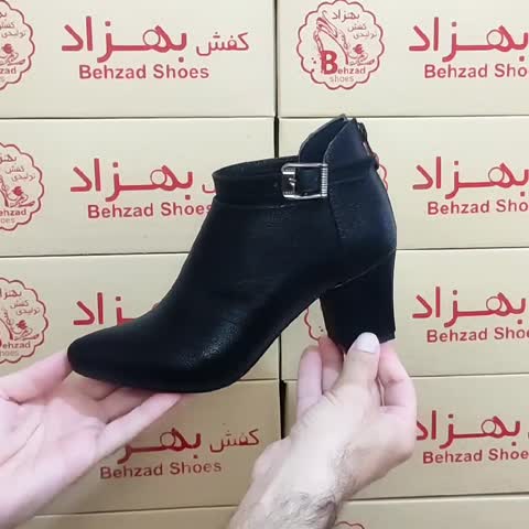 کفش پُشت زیپ زنانه دخترانه سایز 37 تا 40 رنگ مشکی زیره رافیک پاشنه شش و نیم رویه چرم صنعتی