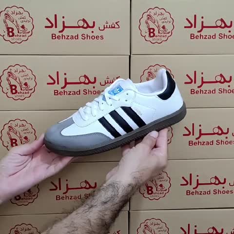 کتونی آدیداس adidas دخترانه پسرانه زیره پیو کف دوخت سایز 37 تا 40 رنگ سفید مشکی کفی طبی لژ دو و نیم سانتی رویه چرم صنعتی