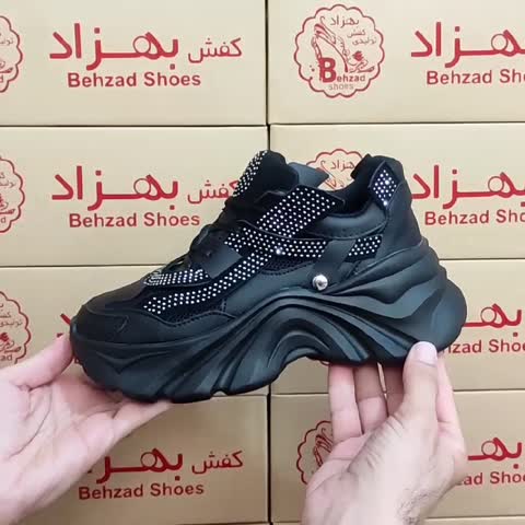 کفش کتونی لژ دار 6 سانتی دخترانه زنانه کفی طبی رنگ مشکی سایز 37 تا 40 زیره پیو رویه راشل و چرم مصنوعی