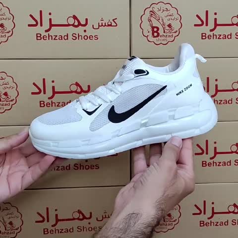کتونی نایک زنانه دخترانه سایز 37 تا 40 رنگ سفید کفی طبی زیره کپسولی لژ 4 سانتی رویه بافت و خارجی
