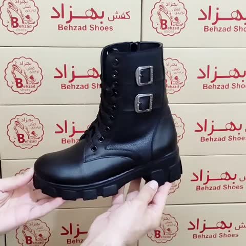 پوتین لژ پنج سانتی دخترانه زنانه بغل زیپ رنگ مشکی سایز 37 تا 40 زیره پیو رویه چرم صنعتی