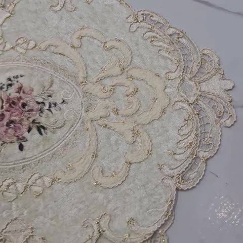 رومیزی سه تیکه مخمل گل برجسته طرح دلوین