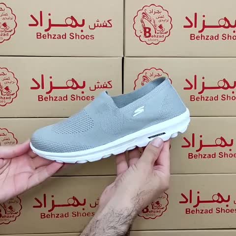 کتونی اسکیچرز راحتی طبی زنانه دخترانه رنگ طوسی لژ دو سانتی زیره پیو کفی طبی رویه بافتی سایز 37 تا 40 سبک راحت