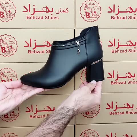 کفش مجلسی زمستانی دخترانه زنانه پاشنه شش سانتی رنگ مشکی سایز 37 تا 41 زیره رافیک پُشت زیپ رویه چرم صنعتی  
