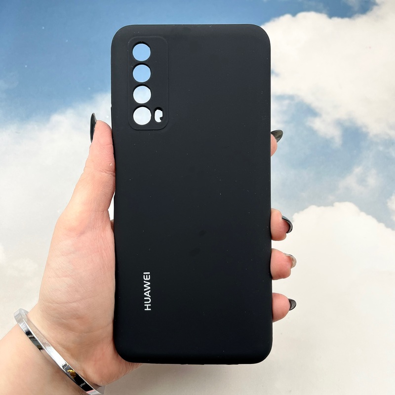 قاب گوشی Huawei Y7A هوآوی سیلیکونی پاک کنی اورجینال داخل پارچه ای رنگ مشکی محافظ لنز دار کد 71238