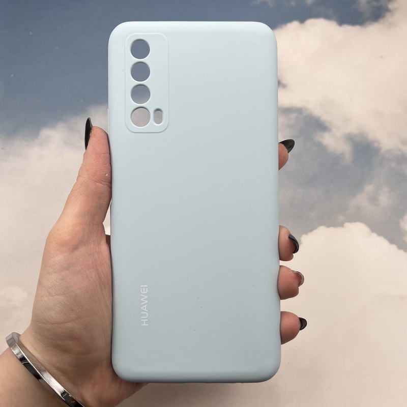 قاب گوشی Huawei Y7A هوآوی سیلیکونی پاک کنی اورجینال داخل پارچه ای رنگ آبی آسمانی محافظ لنز دار کد 87180