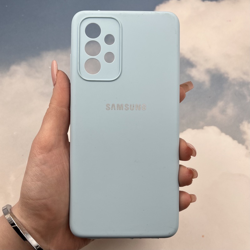 قاب گوشی Galaxy A52 / Galaxy A52S سامسونگ سیلیکونی پاک کنی اورجینال داخل پارچه ای محافظ لنز دار رنگ آبی آسمانی کد 524627