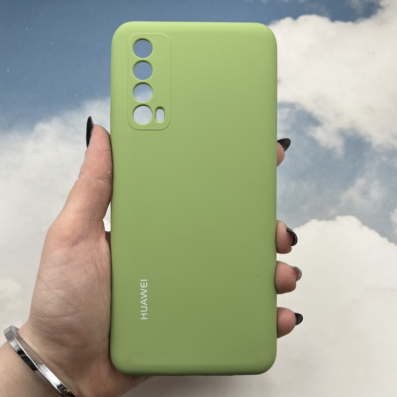 قاب گوشی Huawei Y7A هوآوی سیلیکونی پاک کنی اورجینال داخل پارچه ای رنگ سبز روشن محافظ لنز دار کد 87562