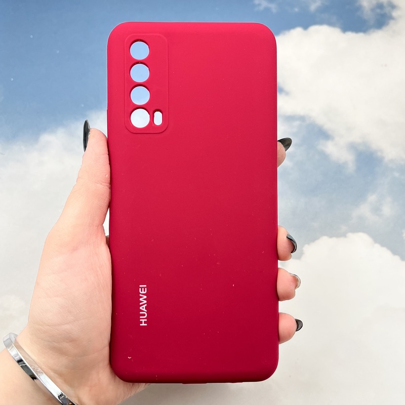 قاب گوشی Huawei Y7A هوآوی سیلیکونی پاک کنی اورجینال داخل پارچه ای رنگ آلبالویی محافظ لنز دار کد 16904