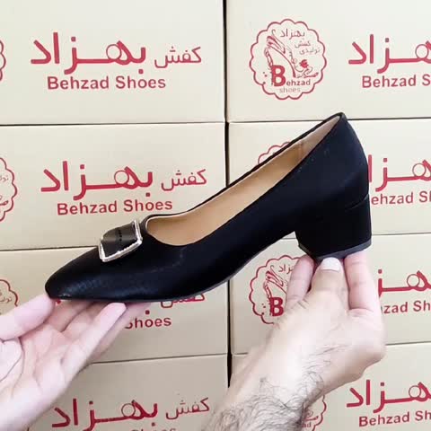 کفش مجلسی راحتی نگینی زنانه دخترانه سایز 37 تا 41 رنگ مشکی پاشنه 4 سانتی رویه کوبا زیره رافیک سبک و راحت