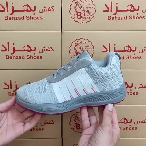حراج کتونی بافتی زنانه دخترانه سایز 37 تا 40 کفی طبی رنگ طوسی روشن زیره پیو تزریق لژ 3 سانتی رویه بافت خارجی 