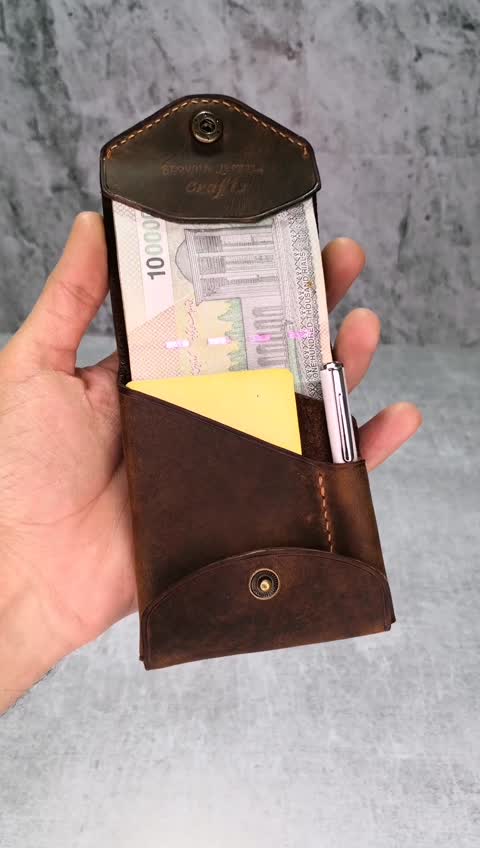 کیف پول و جاکارتی چرم طبیعی و کاملا دست دوز