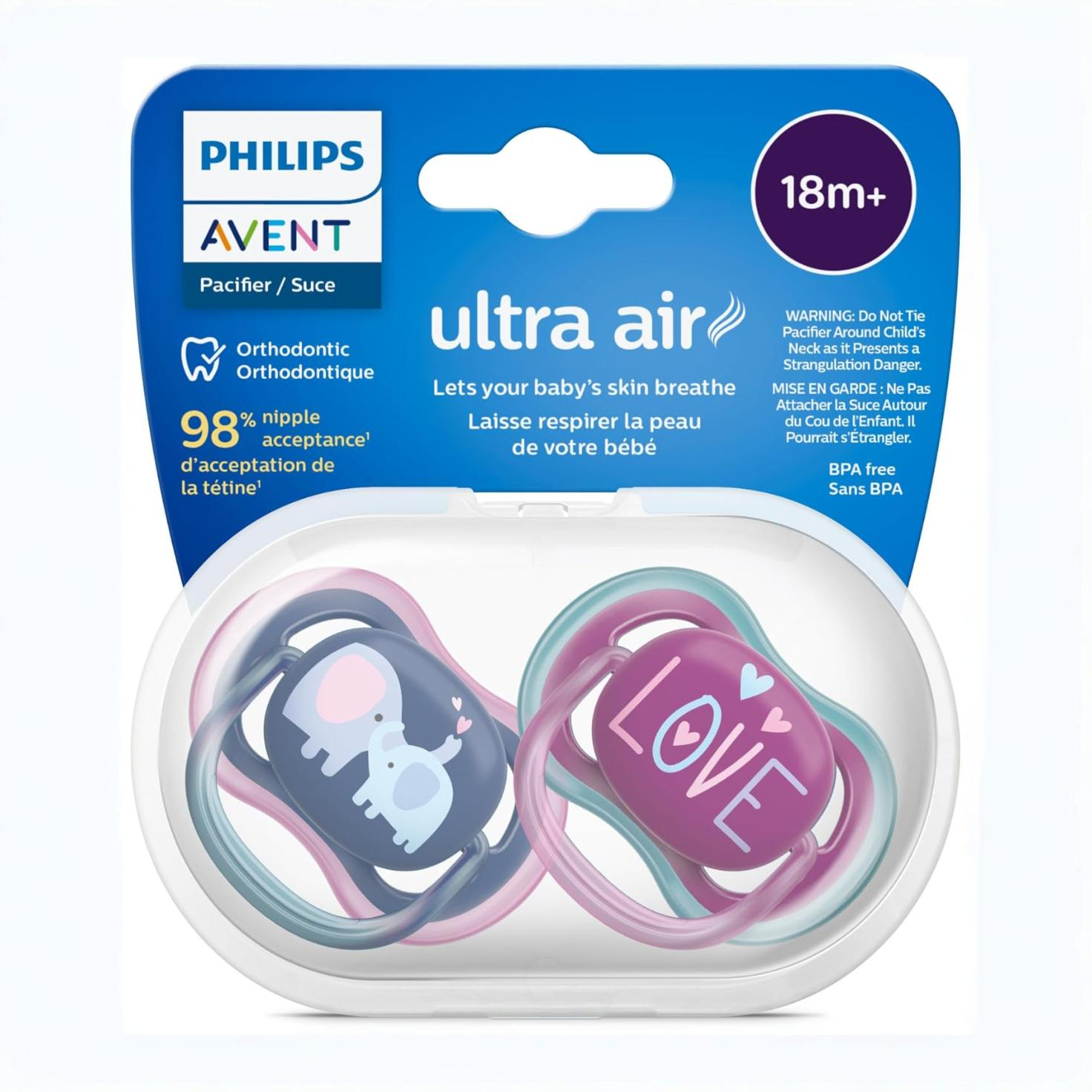 پستانک ارتودنسی بالای 18 ماه دوتایی فیلیپس اونت PHILIPS AVENT سری UltraAir مدل SCF349/22