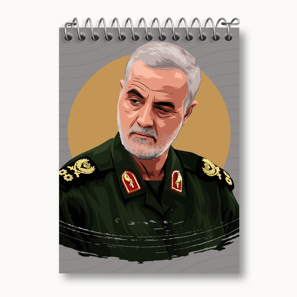 دفتر یادداشت 50 برگ خندالو طرح سردار قاسم سلیمانی  کد 12613