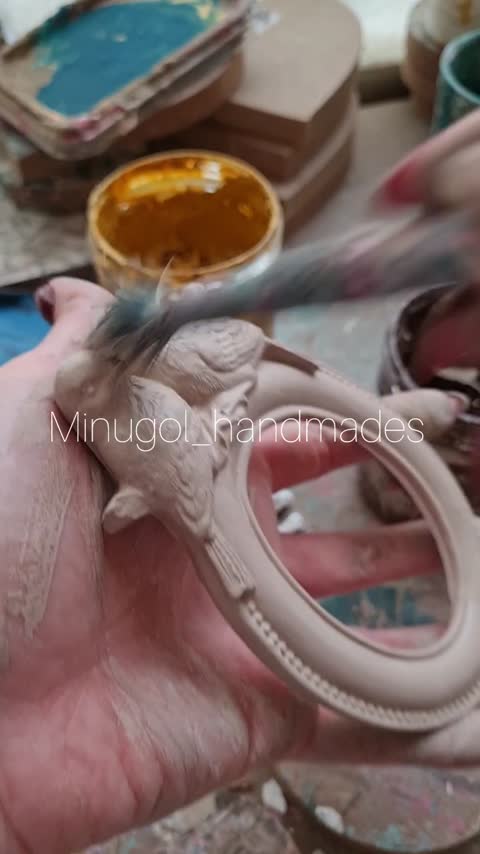 قاب سنگ مصنوعی خام بیضی کوچک دو پرنده