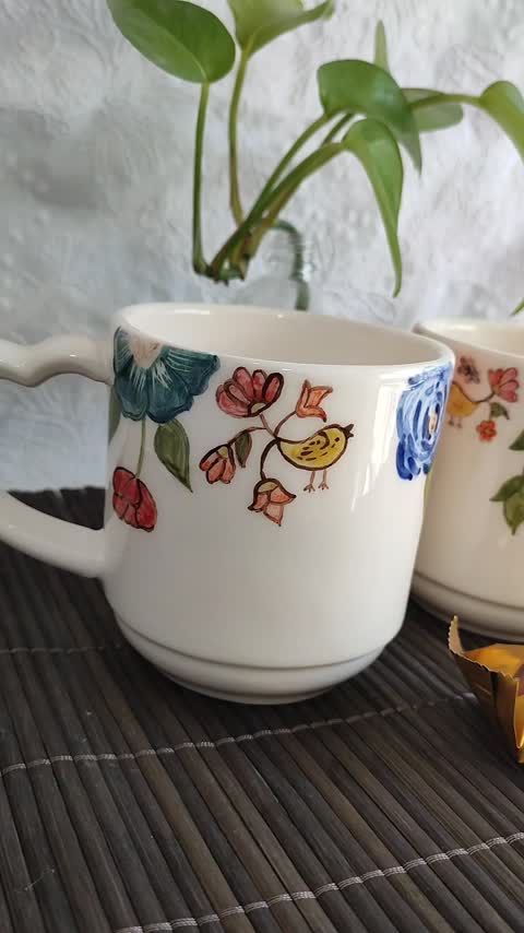 ماگ سرامیکی دسته قلبی نقاشی