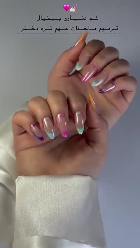 کاشت موقت ناخن مصنوعی فرنچ رنگی قلبی