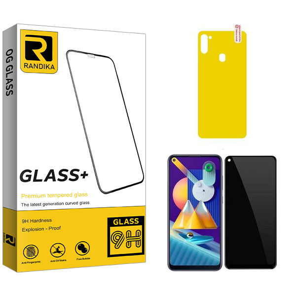 محافظ صفحه نمایش سرامیکی حریم شخصی راندیکا مدل Randika مناسب برای گوشی موبایل سامسونگ Galaxy M11 به همراه محافظ پشت…