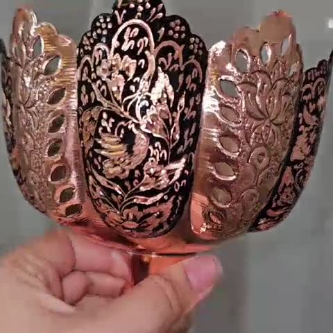 آجیل خوری،شکلات خوری مسی الماس تراش شبکه بری ارتفاع 17