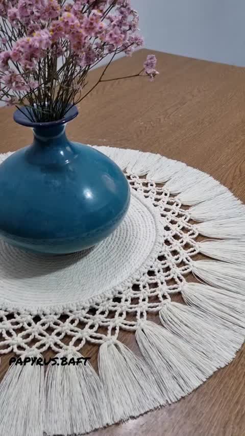 رومیزی مکرومه بافی پاپیروس