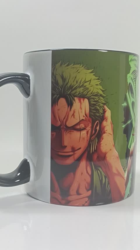 ماگ انیمه وان پیس طرح لوفی و زورو (Luffy - Zoro) One Piece کد 01 (سفید ، مشکی ، حرارتی)