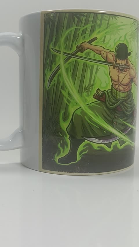 ماگ انیمه وان پیس طرح رورونوا زورو (Roronoa Zoro) One Piece کد 01 (معمولی ، مشکی ، حرارتی)