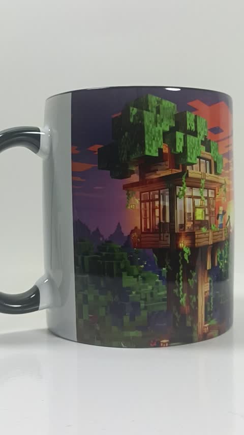 ماگ بازی ماینکرافت (Minecraft) کد 16 (سفید ، مشکی ، حرارتی)