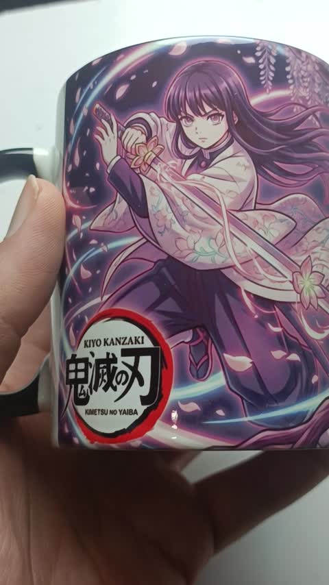 ماگ انیمه شیطان کش طرح کوکوشیبو (Kokushibo) Demon Slayer - کد 01 (سفید ، مشکی ، حرارتی)