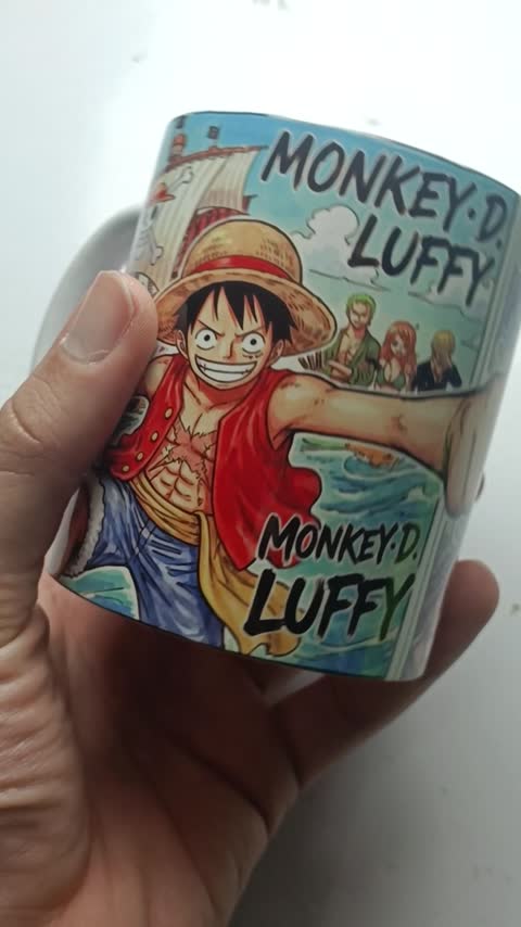 ماگ انیمه وان پیس طرح مانکی دی لوفی (Monkey D. Luffy) One Piece کد 01 (معمولی ، مشکی ، حرارتی)