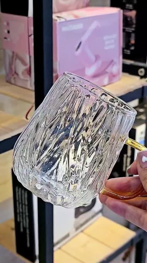 لیوان پیرکس دسته طلایی وارداتی تک جعبه