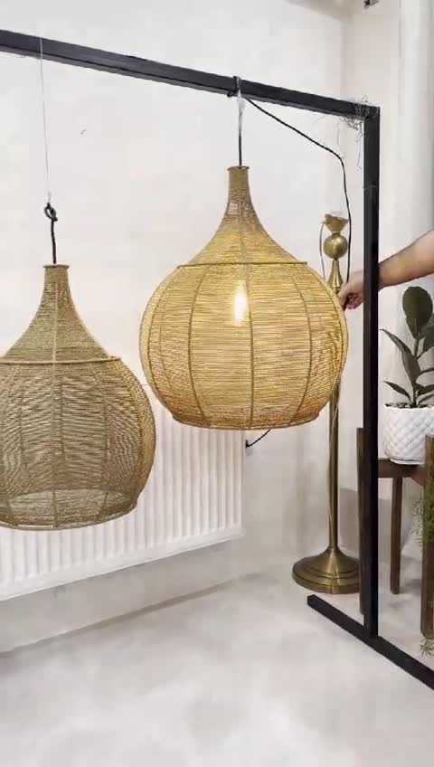 لوستر اشکی دست ساز رافیا و مکرومه