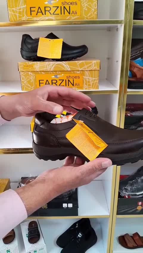 کفش مردانه چرم طبیعی فرزین تبریز مدل موناکو قهوه ای