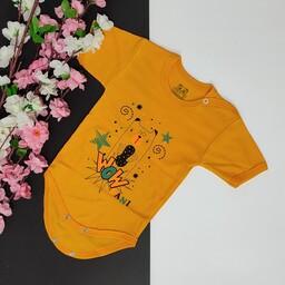 لباس نوزادی و سیسمونی زیردکمه استین کوتاه بدو تولد تا 12 ماه کد 158(جوجه شاپ)