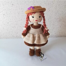 عروسک آنه شرلی بافتنی(عروسک بافتنی،عروسک دست بافت ،عروسک دختر،سیسمونی)