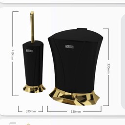 سطل و برس حمام و دستشویی مشکی طلایی صبا درجه یک