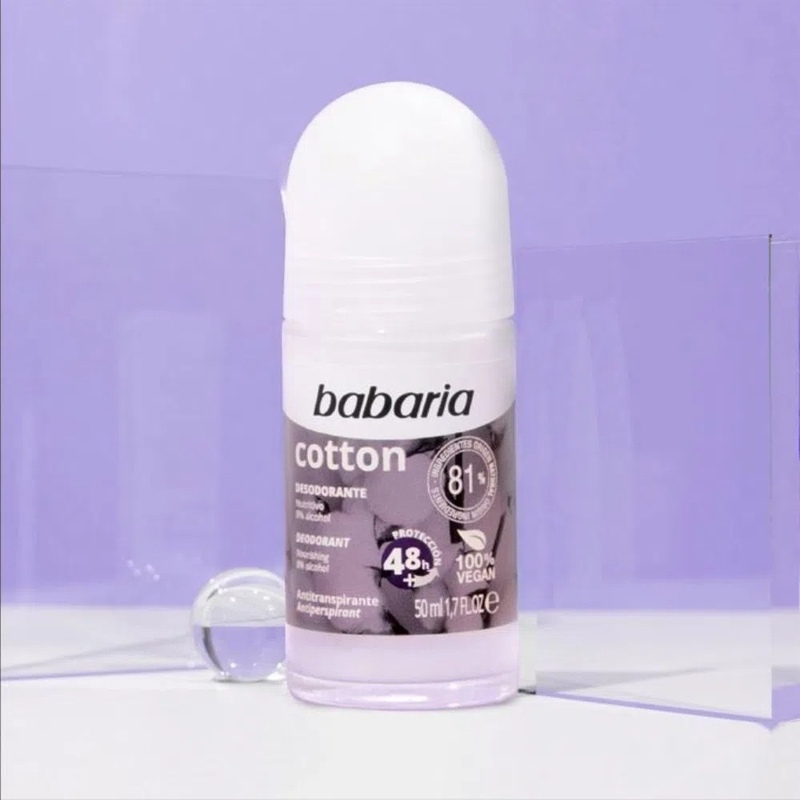 مام رول ضدتعریق کتان باباریا 50میل  BABARIA Cotton Deodorant 48H Antiperspirant