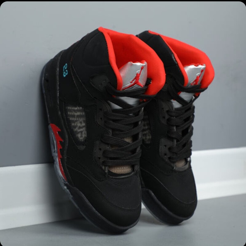 کتونی مردانه نایک ایرجردن 5 رترو  مشکی قرمز Nike Air Jordan 5 Retro( ارسال رایگان)