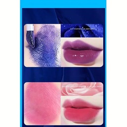 رژلب آبی جادویی آینه دار با جعبه رنگ صورتی طبیعی ملیح