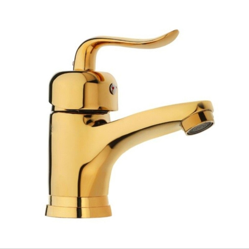 ست شیرالات رز مدل بیزانس رویال  طلایی مجموعه 6 عددی به همراه علم دوش حمام و شلنگ سرویس بهداشتی 