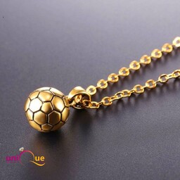 گردنبند طلایی تک با زنجیر  استیل توپ فوتبال