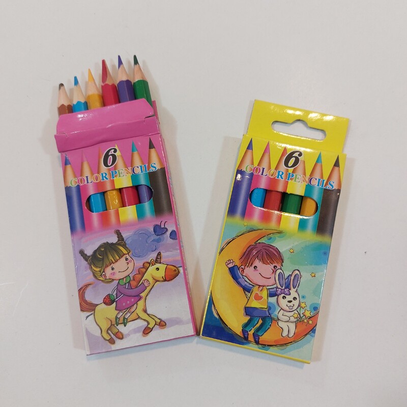 مداد 6 رنگ جعبه مقوایی کوتاه آساناپخش