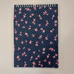 دفتر یادداشت 50 برگ فنر از بالا جلد سخت پارچه ای طرح گل یاس بهشت آساناپخش