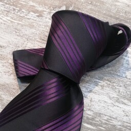 کراوات مردانه مشکی بنفش ساتن سیلک ترک باعرض10سانت با کیفیت مخصوص خوش تیپ ها