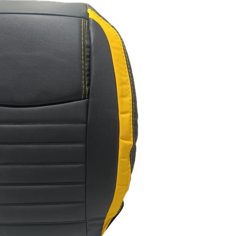 روکش صندلی خودرو پژو پارس و 405 صندلی قدیم طرح FORD چرم خارجی (دلتا) تحت لیسانس ایتالیا - مشکی تیکه زرد