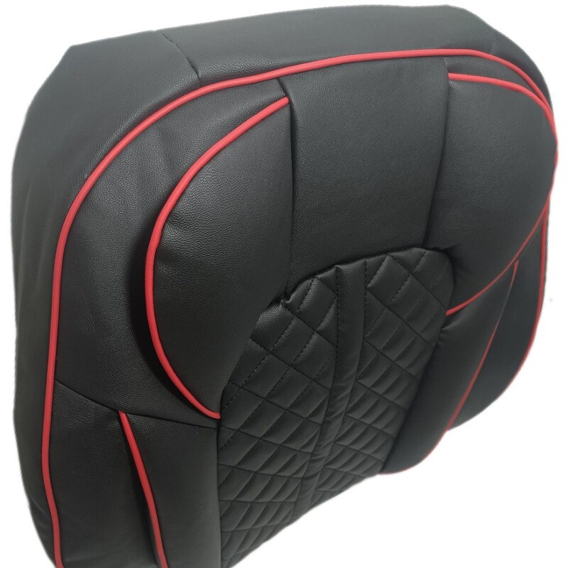 روکش صندلی خودرو پژو پارس صندلی جدید - پرشیا طرح ALMAS چرم خارجی درجه 1 - مشکی مغزی قرمز