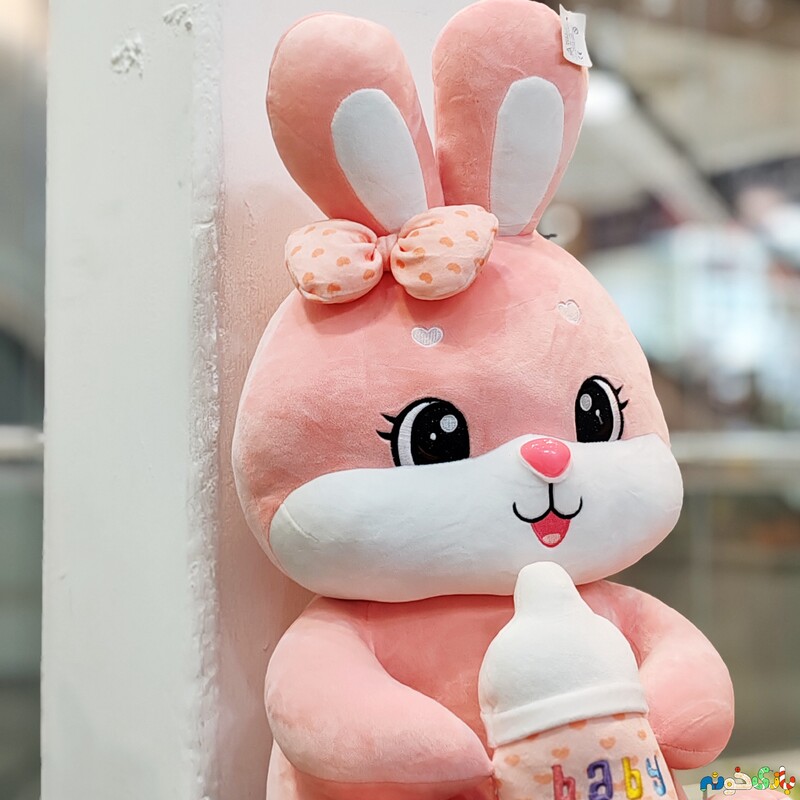 عروسک پولیشی خرگوش پاگیون به سر شیشه شر بدست وارداتی کیفیت درجه یک سایز 3 ارتفاع 70 سانت 