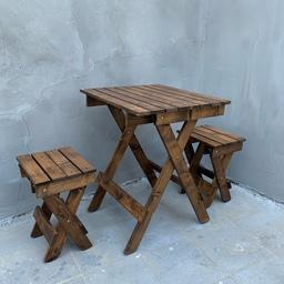 میز و چهارپایه تاشو دونفره چوبی ارسال رایگان درب منزل