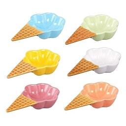 بستنی خوری سرامیکی مدل حصیری شش رنگ الوان 6 پارچه